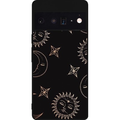 Coque Google Pixel 6 Pro - Silicone rigide noir Suns and Moons