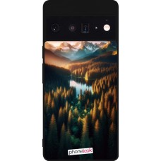 Coque Google Pixel 6 Pro - Silicone rigide noir Sunset Forest Lake