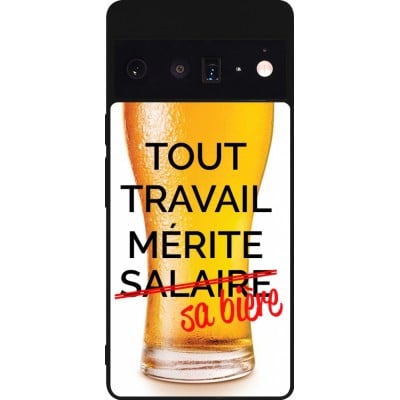 Coque Google Pixel 6 Pro - Silicone rigide noir Tout travail mérite sa bière