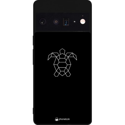 Coque Google Pixel 6 Pro - Silicone rigide noir Turtles lines on black