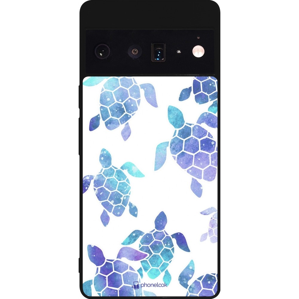 Coque Google Pixel 6 Pro - Silicone rigide noir Turtles pattern watercolor