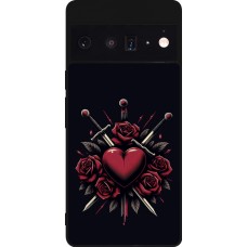 Coque Google Pixel 6 Pro - Silicone rigide noir Valentine 2024 gothic love