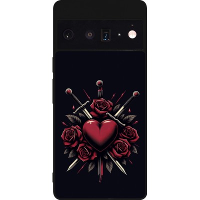 Coque Google Pixel 6 Pro - Silicone rigide noir Valentine 2024 gothic love