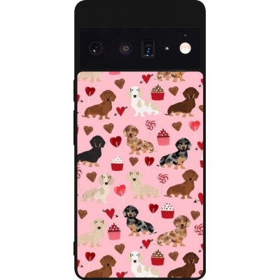 Coque Google Pixel 6 Pro - Silicone rigide noir Valentine 2024 puppy love