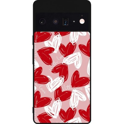 Coque Google Pixel 6 Pro - Silicone rigide noir Valentine 2024 with love heart