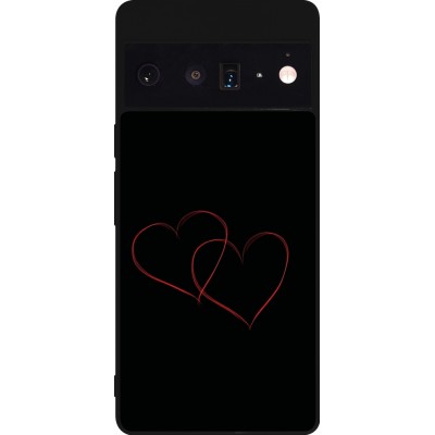 Coque Google Pixel 6 Pro - Silicone rigide noir Valentine 2023 attached heart