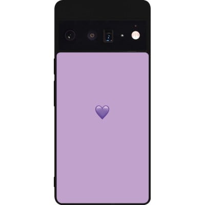 Coque Google Pixel 6 Pro - Silicone rigide noir Valentine 2023 purpule single heart