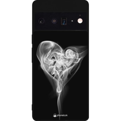 Coque Google Pixel 6 Pro - Silicone rigide noir Valentine 2022 Black Smoke