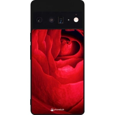 Coque Google Pixel 6 Pro - Silicone rigide noir Valentine 2022 Rose