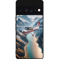 Coque Google Pixel 6 Pro - Silicone rigide noir Vol Alpin Suisse