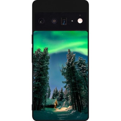 Coque Google Pixel 6 Pro - Silicone rigide noir Winter 22 Northern Lights