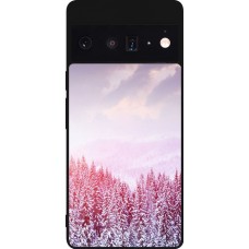 Coque Google Pixel 6 Pro - Silicone rigide noir Winter 22 Pink Forest