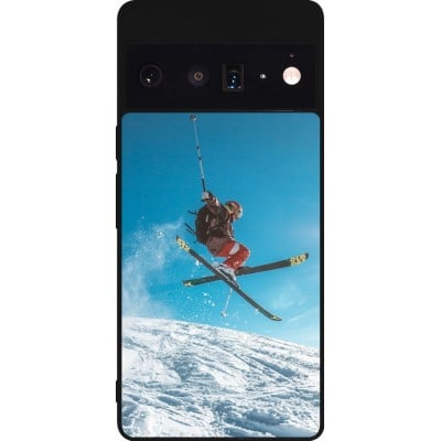 Coque Google Pixel 6 Pro - Silicone rigide noir Winter 22 Ski Jump