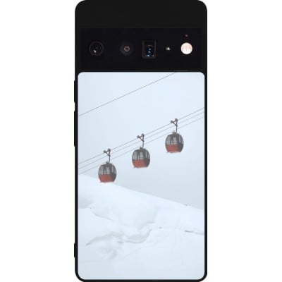 Coque Google Pixel 6 Pro - Silicone rigide noir Winter 22 ski lift