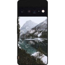 Coque Google Pixel 6 Pro - Silicone rigide noir Winter 22 snowy mountain and lake