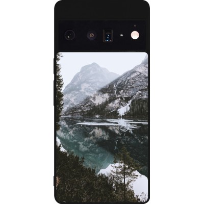 Coque Google Pixel 6 Pro - Silicone rigide noir Winter 22 snowy mountain and lake