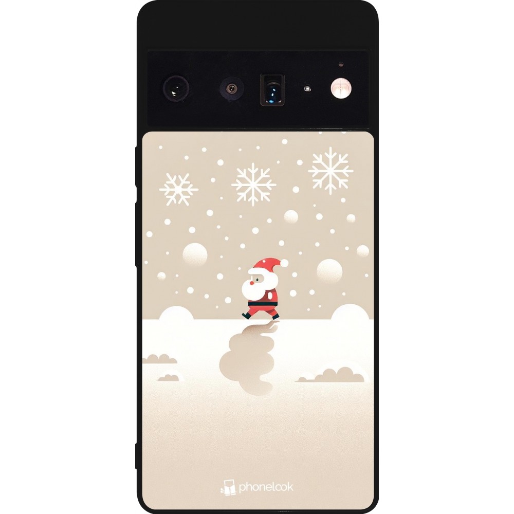 Coque Google Pixel 6 Pro - Silicone rigide noir Noël 2023 Minimalist Santa