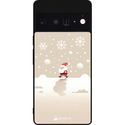 Coque Google Pixel 6 Pro - Silicone rigide noir Noël 2023 Minimalist Santa