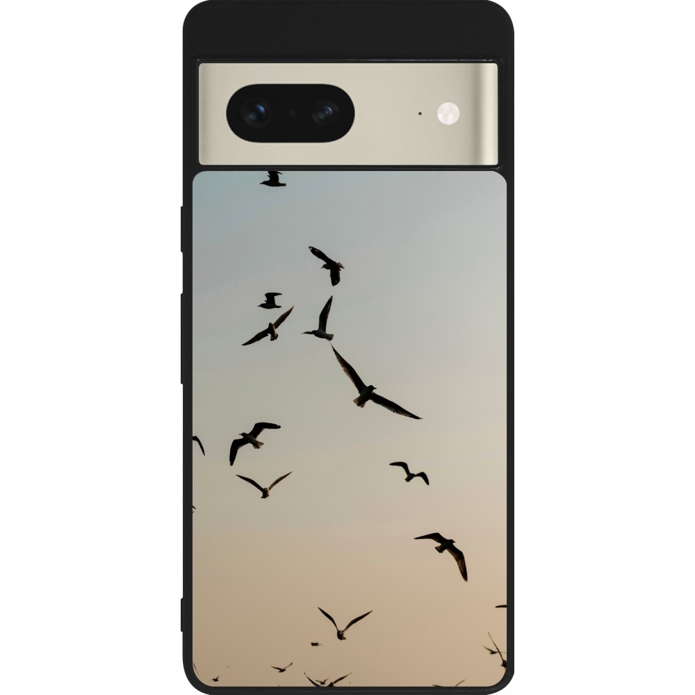 Google Pixel 7 Case Hülle - Silikon schwarz Autumn 22 flying birds shadow