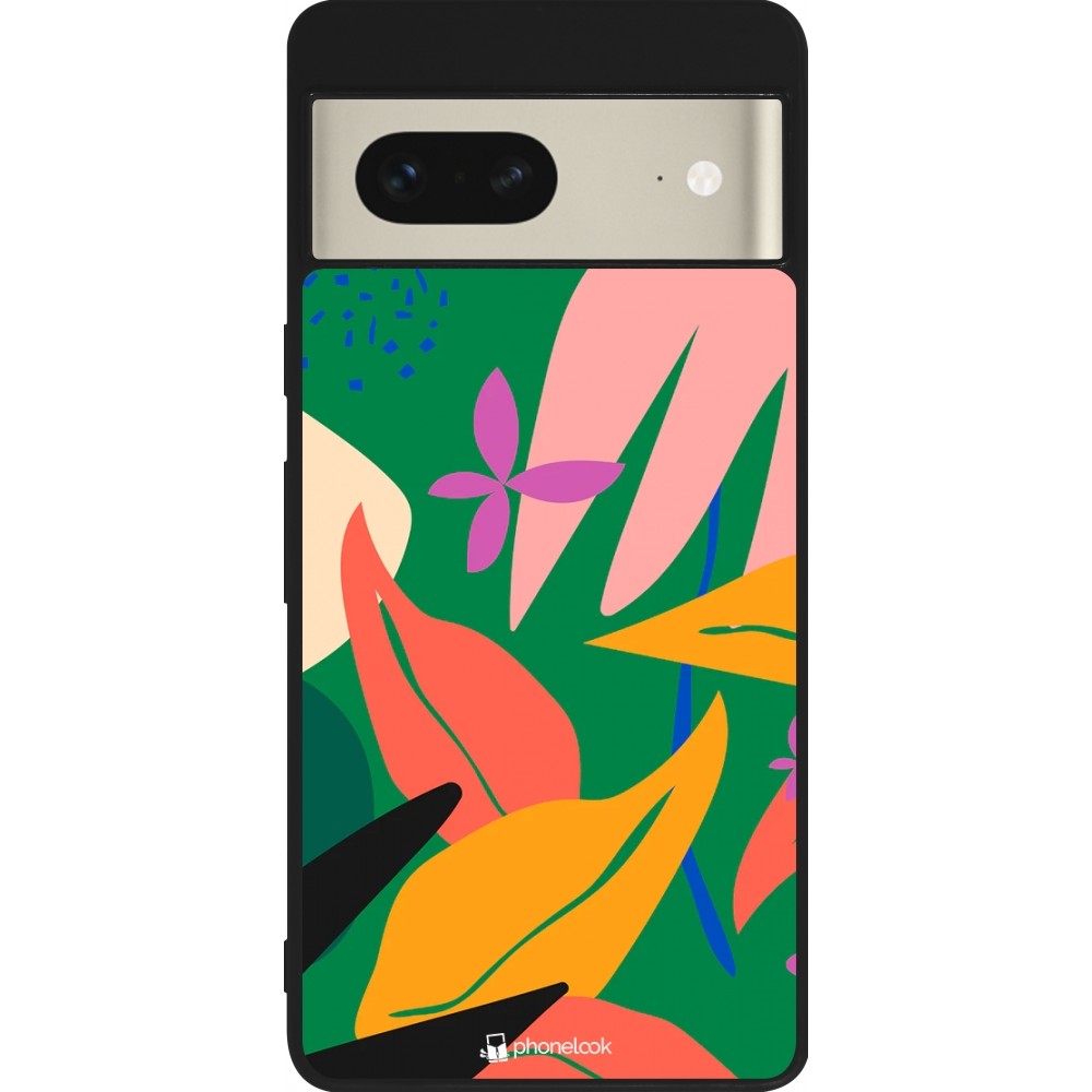 Coque Google Pixel 7 - Silicone rigide noir Abstract Jungle