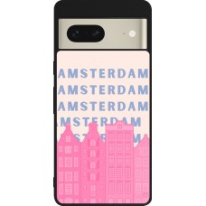 Google Pixel 7 Case Hülle - Silikon schwarz Amsterdam Pink Print