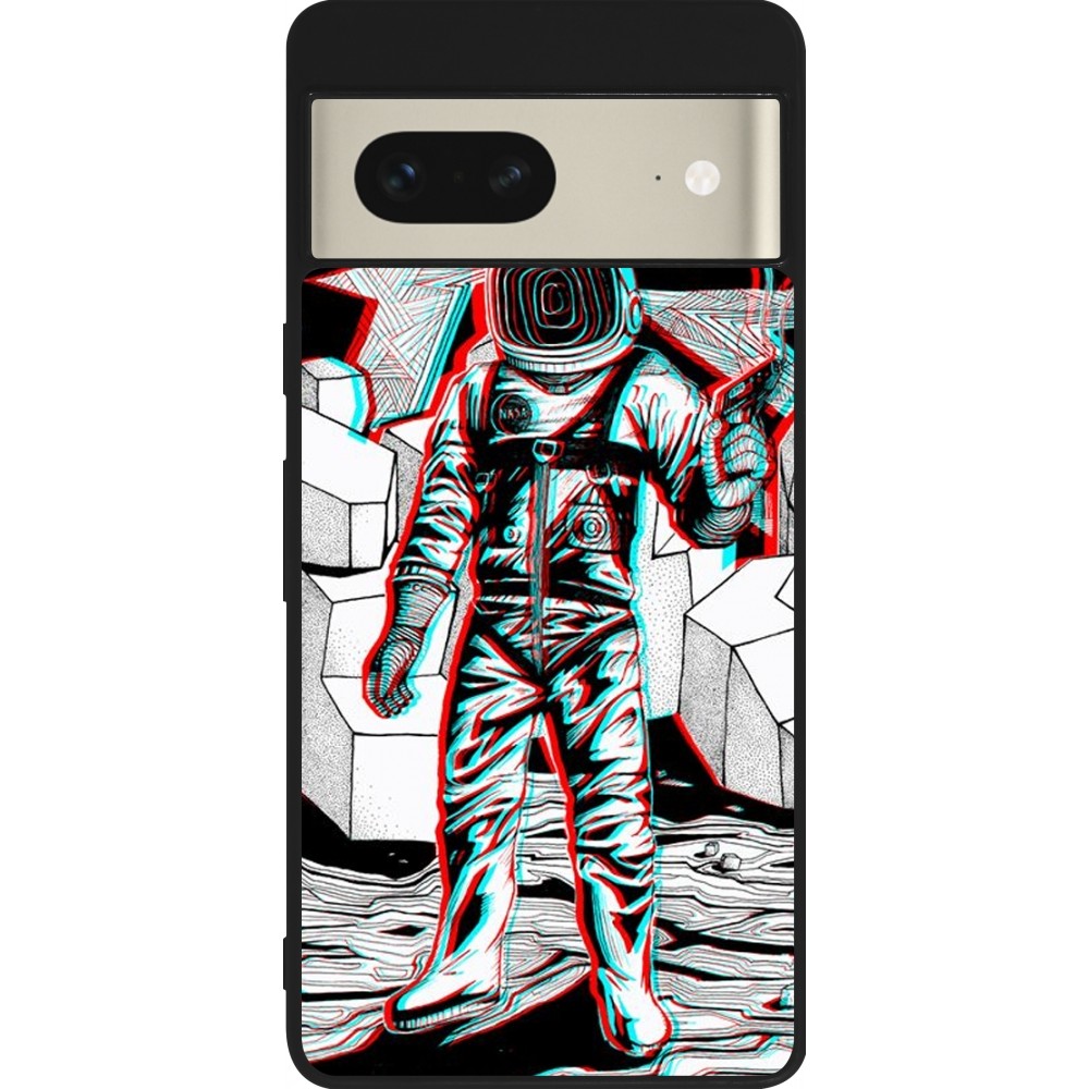 Google Pixel 7 Case Hülle - Silikon schwarz Anaglyph Astronaut