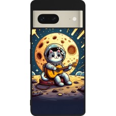 Google Pixel 7 Case Hülle - Silikon schwarz AstroKatze RockMond