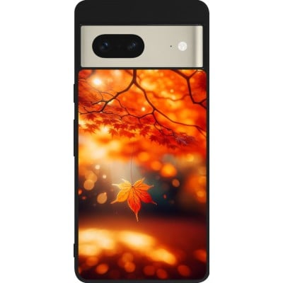 Coque Google Pixel 7 - Silicone rigide noir Automne Magique Orange