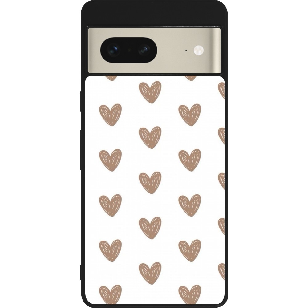 Google Pixel 7 Case Hülle - Silikon schwarz Autumn 2024 brown hearts