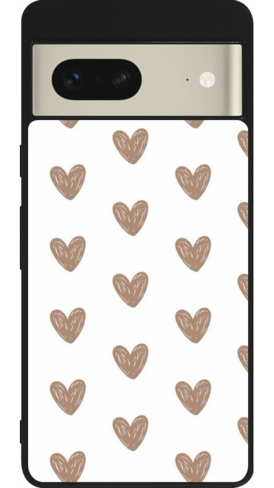 Coque Google Pixel 7 - Silicone rigide noir Autumn 2024 brown hearts