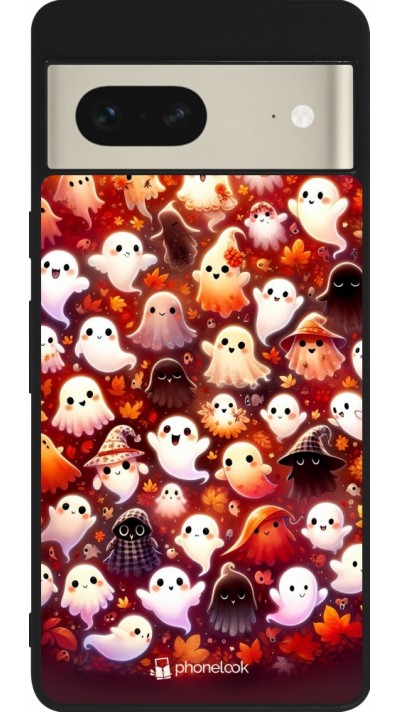 Coque Google Pixel 7 - Silicone rigide noir Fantômes automne mignons