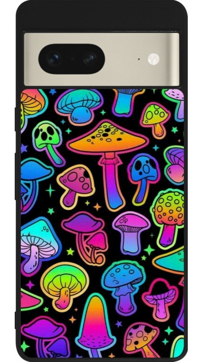 Coque Google Pixel 7 - Silicone rigide noir Autumn 2024 magic mushrooms