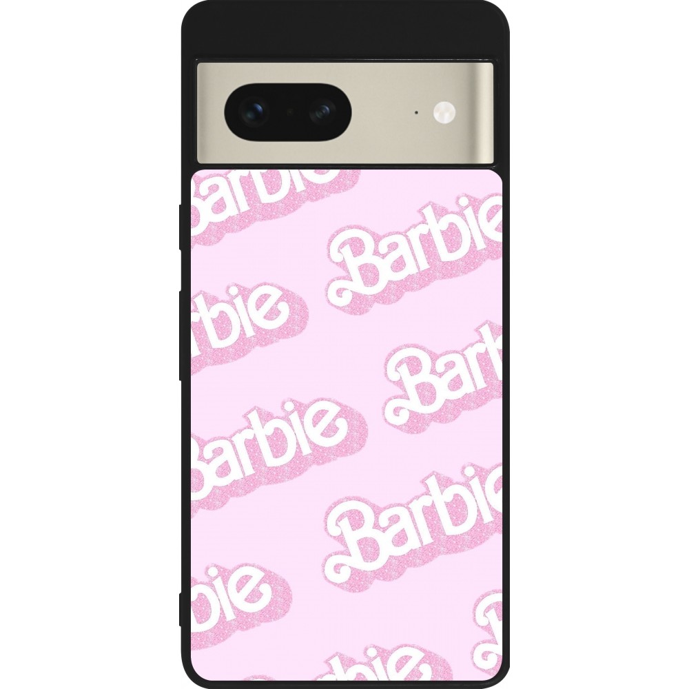 Google Pixel 7 Case Hülle - Silikon schwarz Barbie light pink pattern