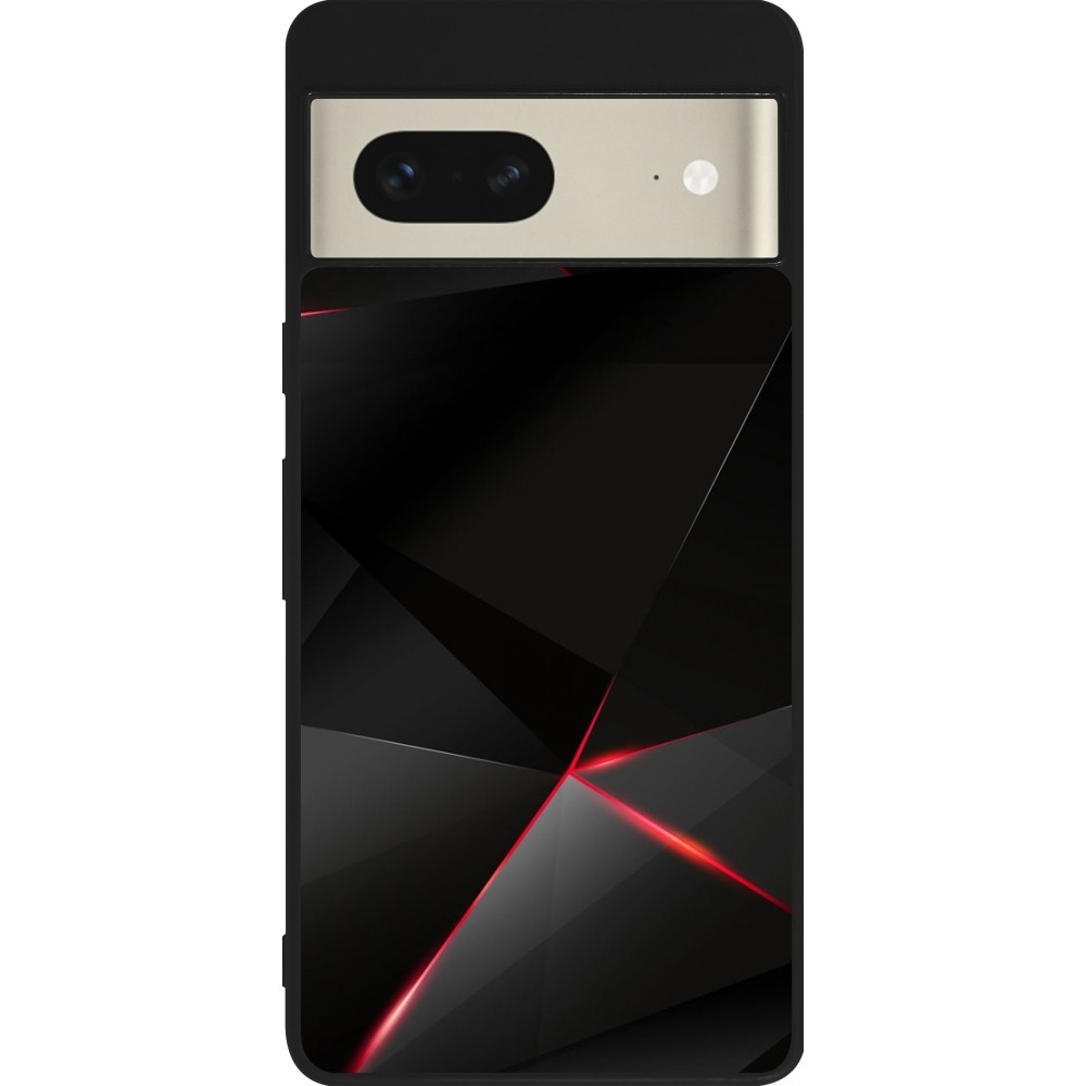 Google Pixel 7 Case Hülle - Silikon schwarz Black Red Lines