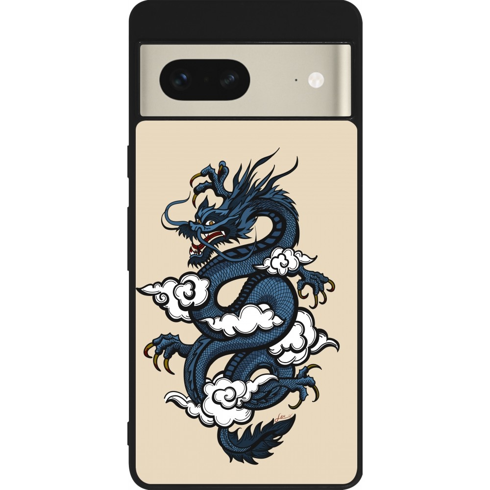 Coque Google Pixel 7 - Silicone rigide noir Blue Dragon Tattoo