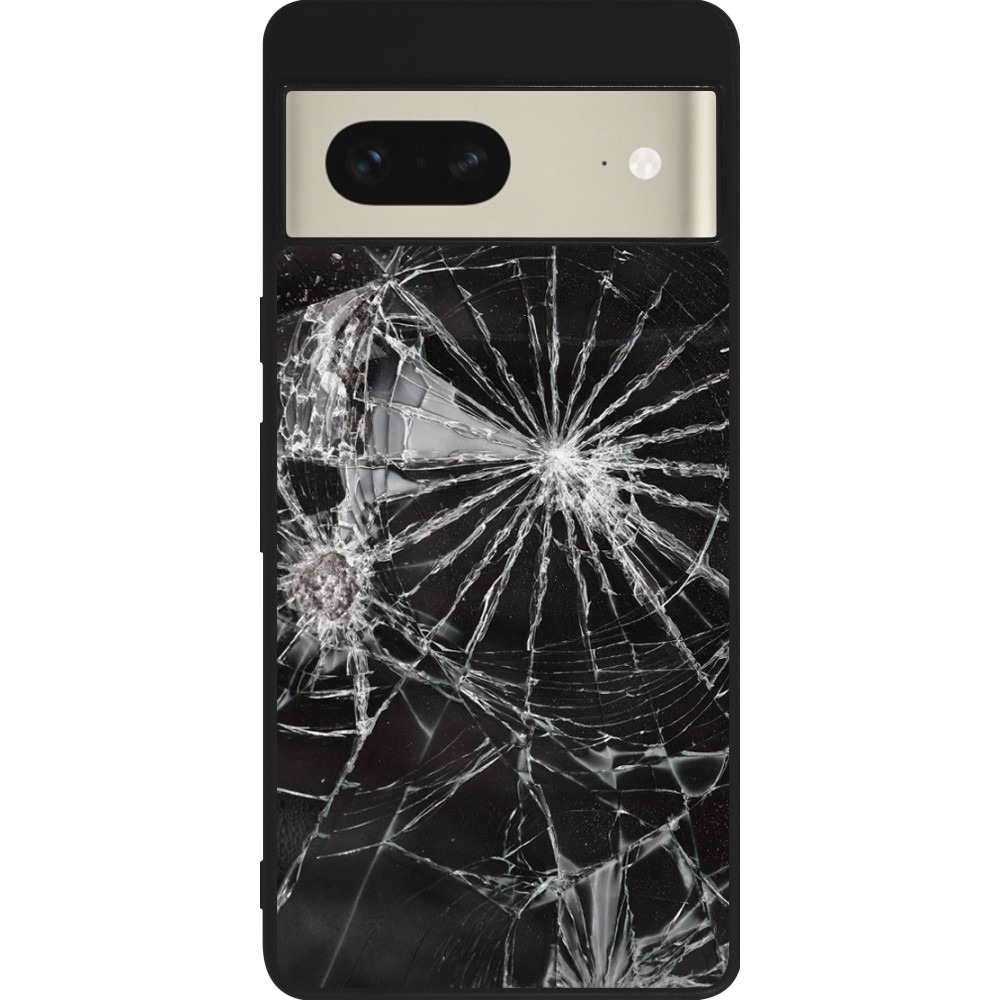 Google Pixel 7 Case Hülle - Silikon schwarz Broken Screen