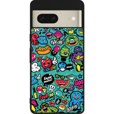 Coque Google Pixel 7 - Silicone rigide noir Cartoons old school