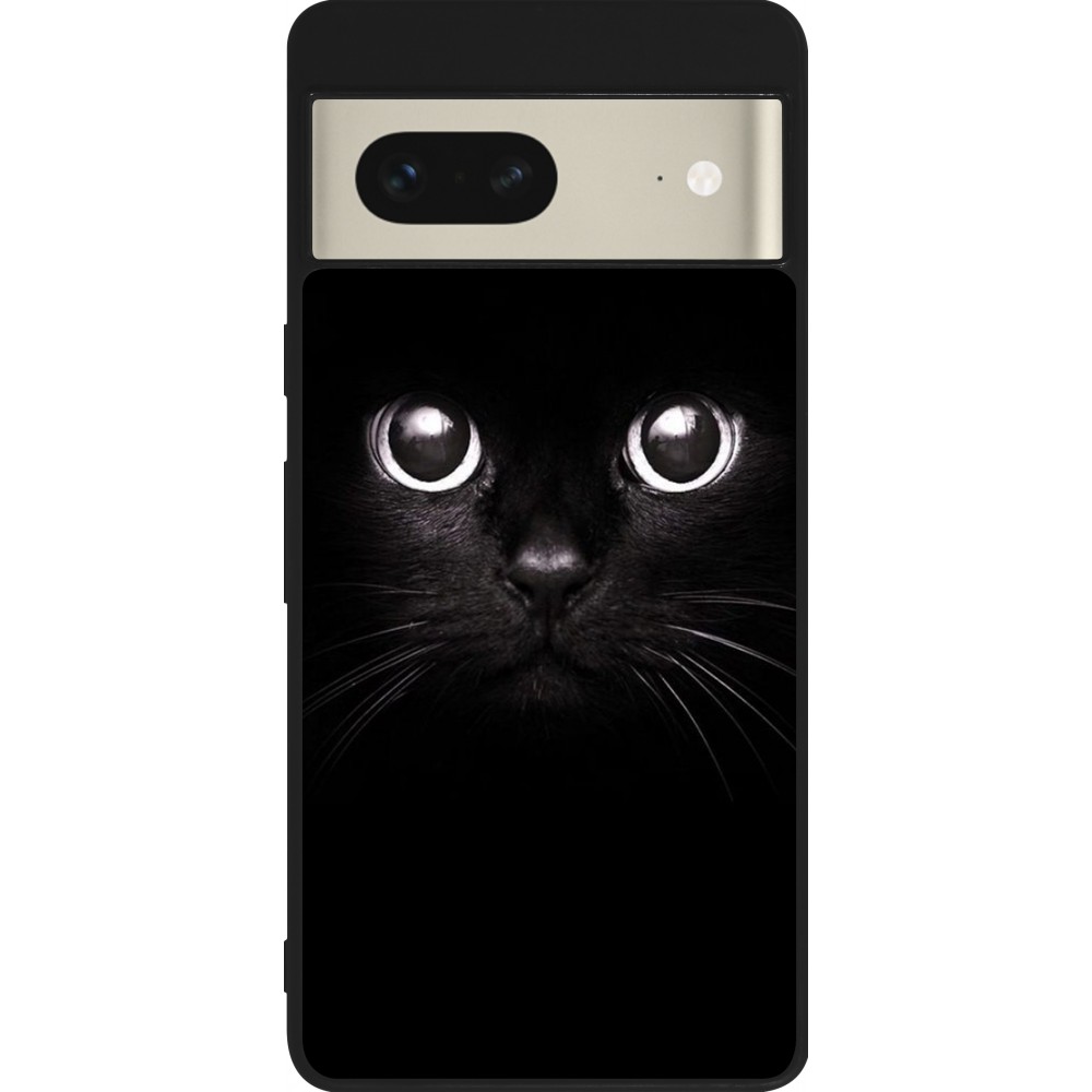 Coque Google Pixel 7 - Silicone rigide noir Cat eyes