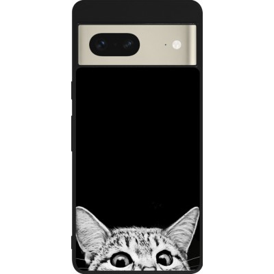 Coque Google Pixel 7 - Silicone rigide noir Cat Looking Up Black