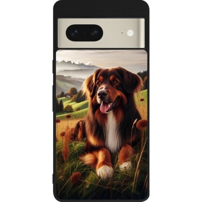 Coque Google Pixel 7 - Silicone rigide noir Chien Campagne Suisse