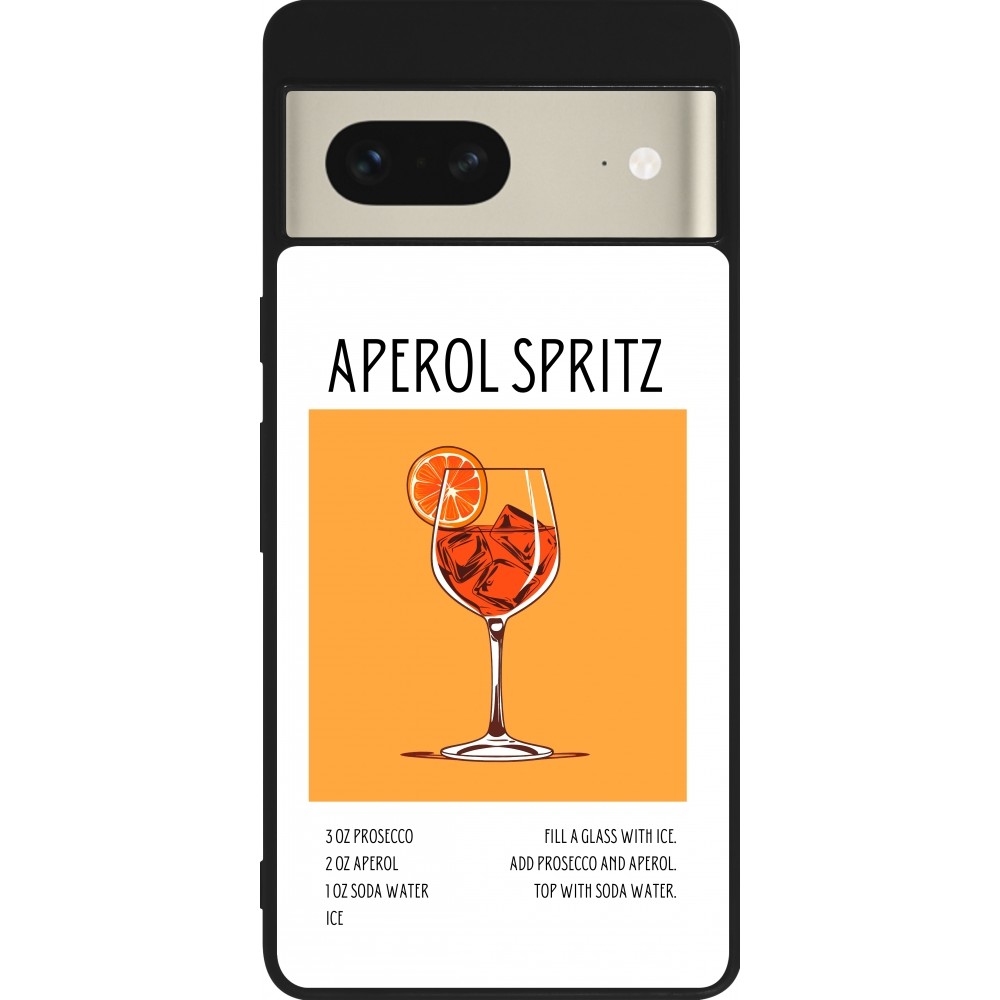 Coque Google Pixel 7 - Silicone rigide noir Cocktail recette Aperol Spritz