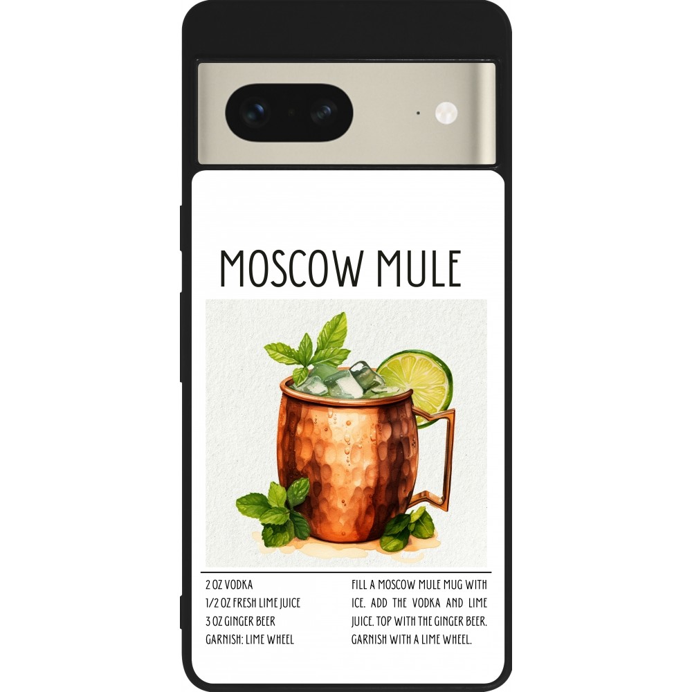 Coque Google Pixel 7 - Silicone rigide noir Cocktail recette Moscow Mule