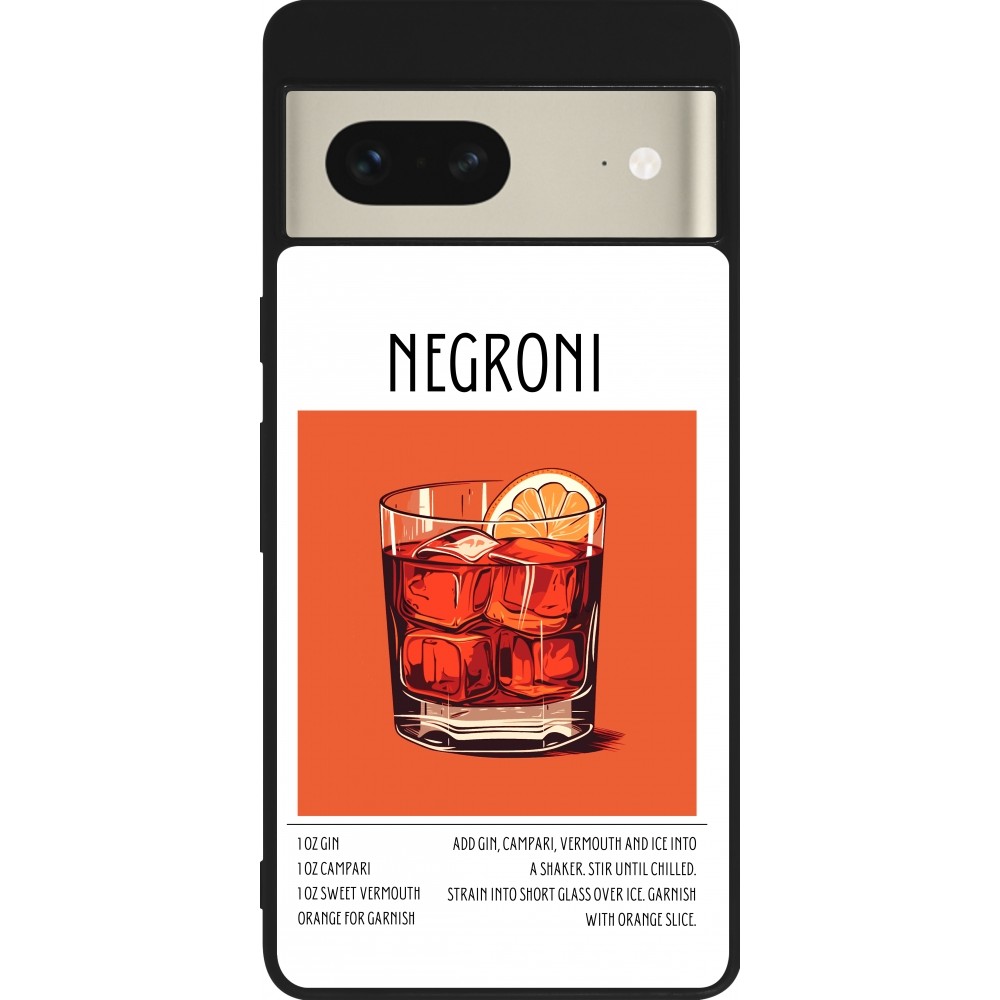 Coque Google Pixel 7 - Silicone rigide noir Cocktail recette Negroni