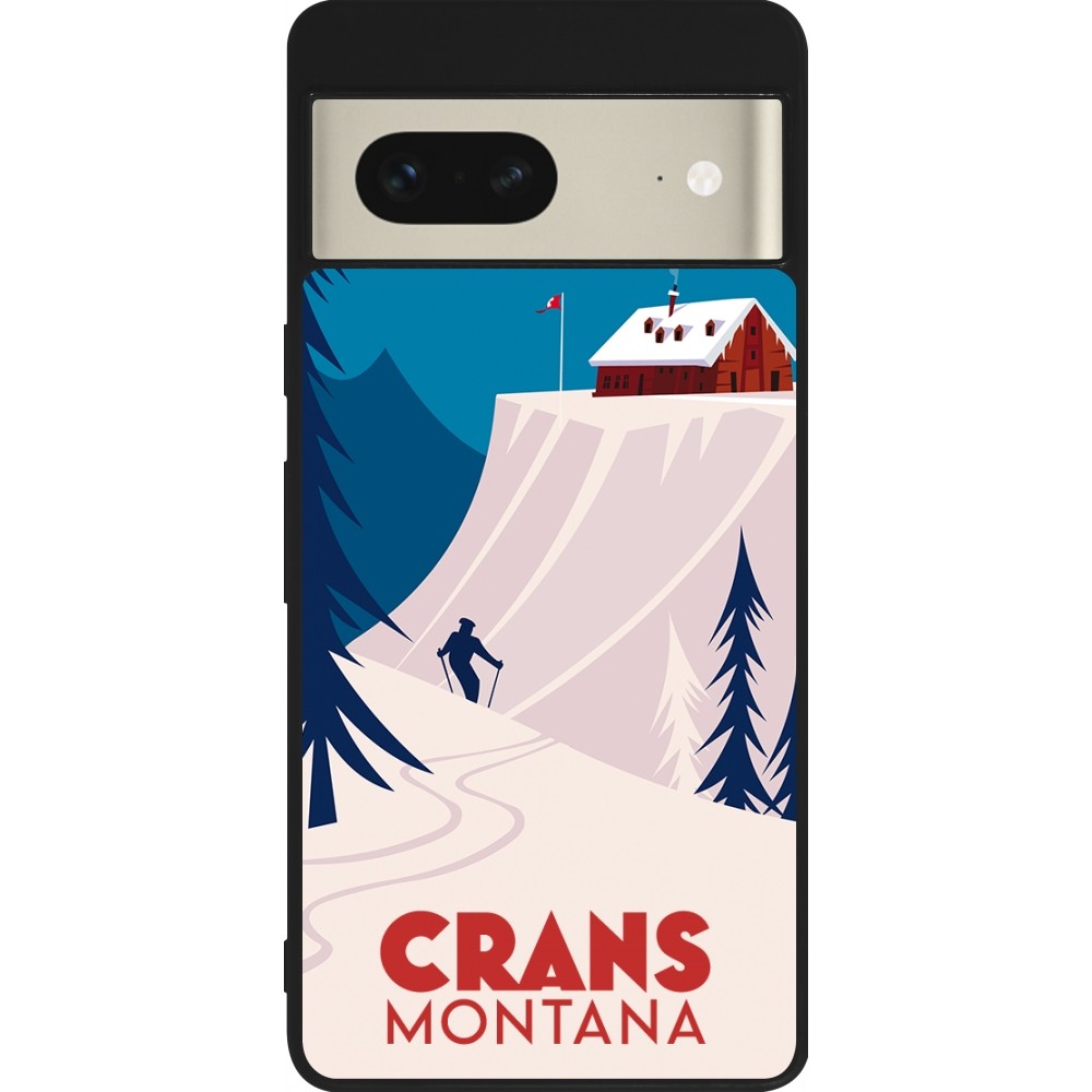 Coque Google Pixel 7 - Silicone rigide noir Crans-Montana Cabane