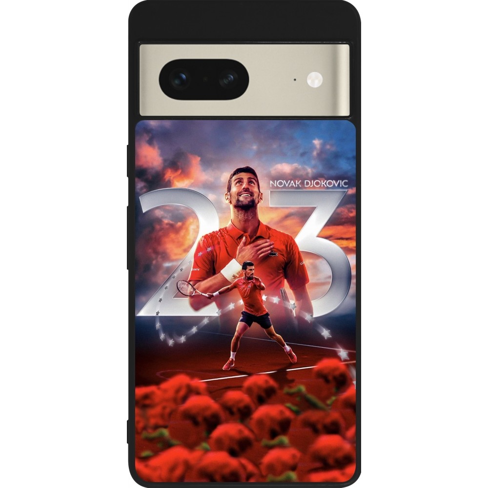 Coque Google Pixel 7 - Silicone rigide noir Djokovic 23 Grand Slam