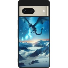 Coque Google Pixel 7 - Silicone rigide noir Dragon nocturne montagne