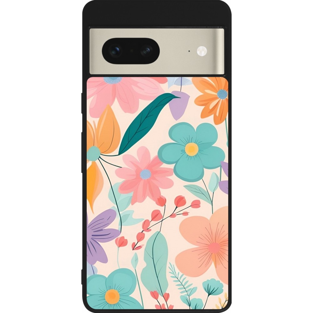 Coque Google Pixel 7 - Silicone rigide noir Easter 2024 spring flowers