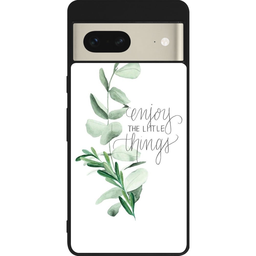 Coque Google Pixel 7 - Silicone rigide noir Enjoy the little things