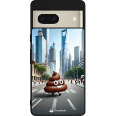 Coque Google Pixel 7 - Silicone rigide noir Emoji Caca walk