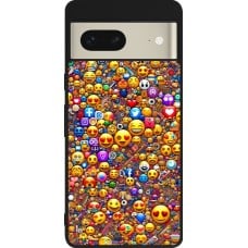 Coque Google Pixel 7 - Silicone rigide noir Emoji mixed